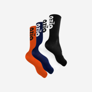 Chaussettes de vélo été noir, blanche, orange et bleue