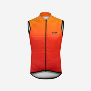 Gilet de vélo coupe-vent orange vu de face
