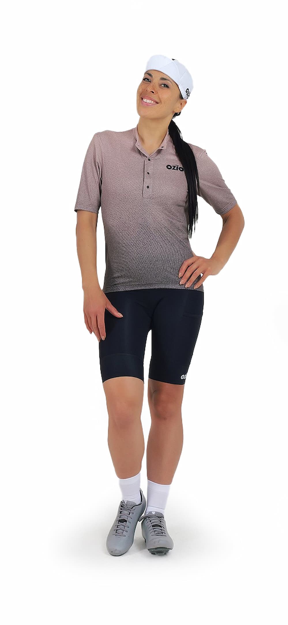 Chemisette gravel femme EXPLORE beige et cuissard v&eacute;lo femme BELLA noir