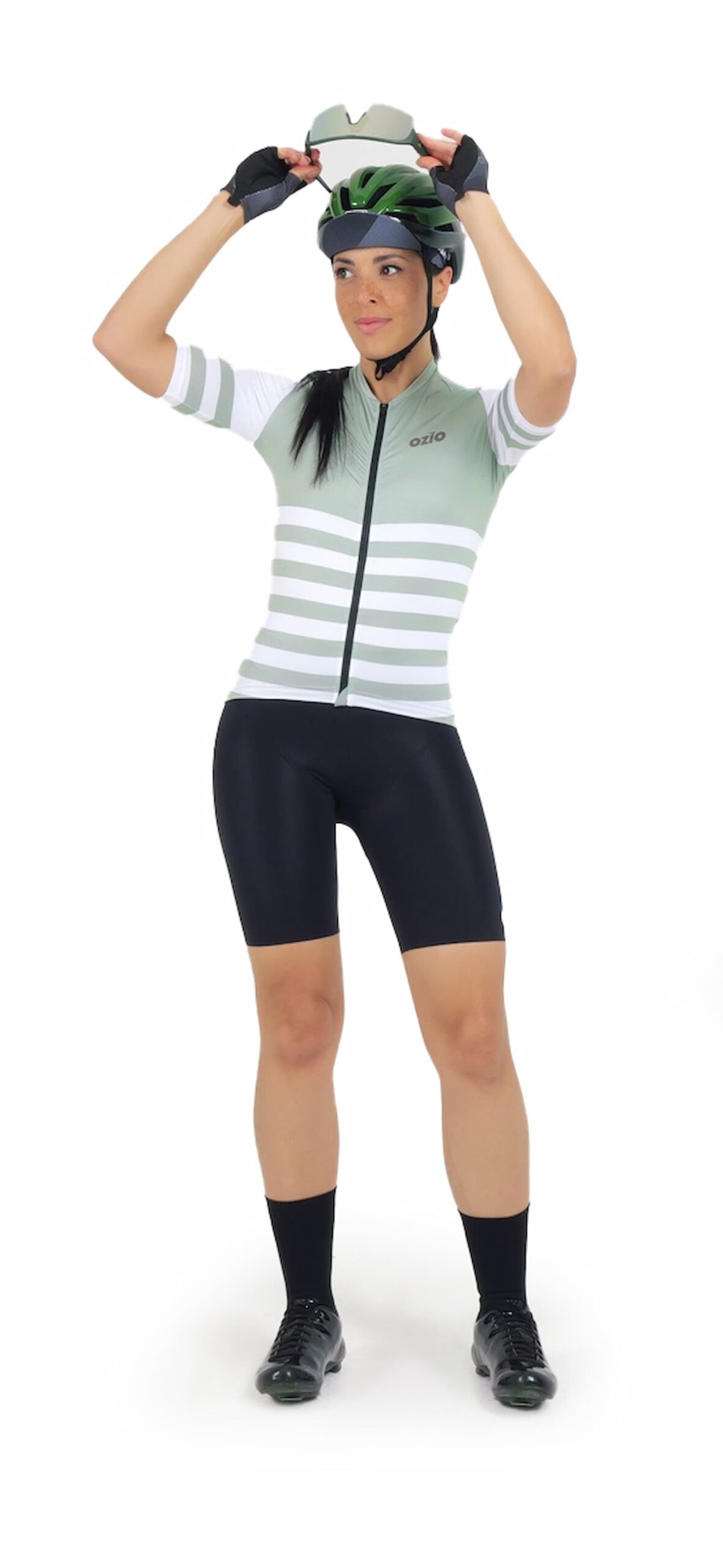 Maillot v&eacute;lo femme LOCMAN amande et cuissard v&eacute;lo femme BELLA noir